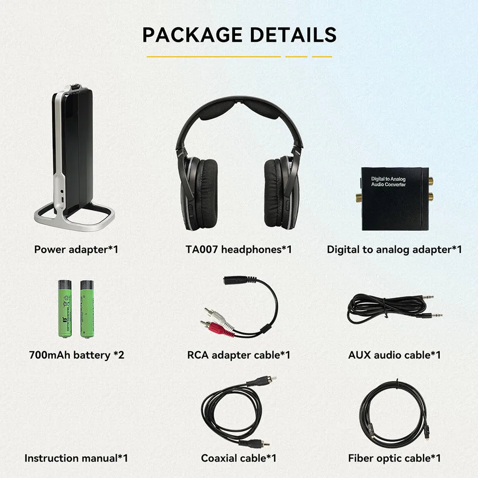 Kabelloser Bluetooth-Kopfhörer mit Multifunktions-Basis – Wiederaufladbares Headset für Handy, Computer & TV mit Energiesparfunktion