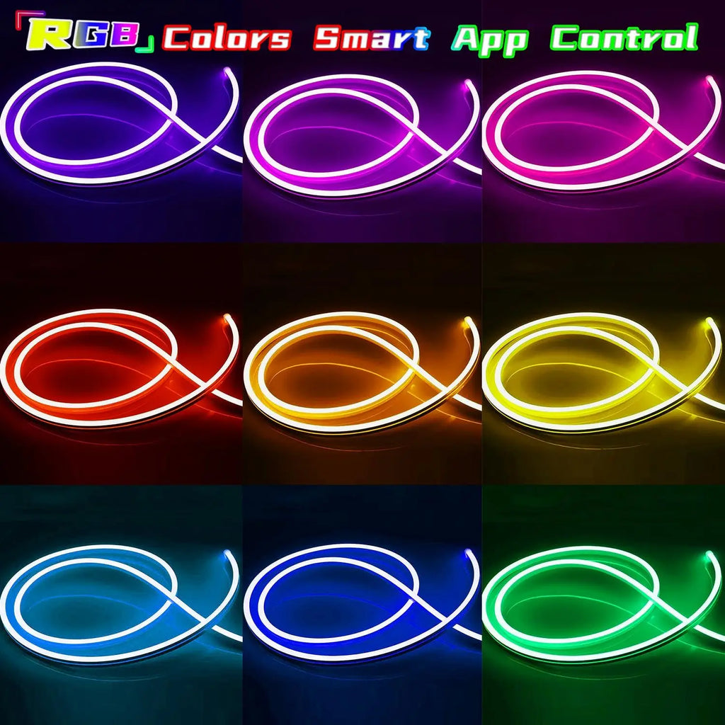 Flexible RGB Neon LED Seillichter – Mit App & Fernbedienung, Mehrfarbige IP65 Außenbeleuchtung, Deko-Licht für Haus, Garten & Zimmer