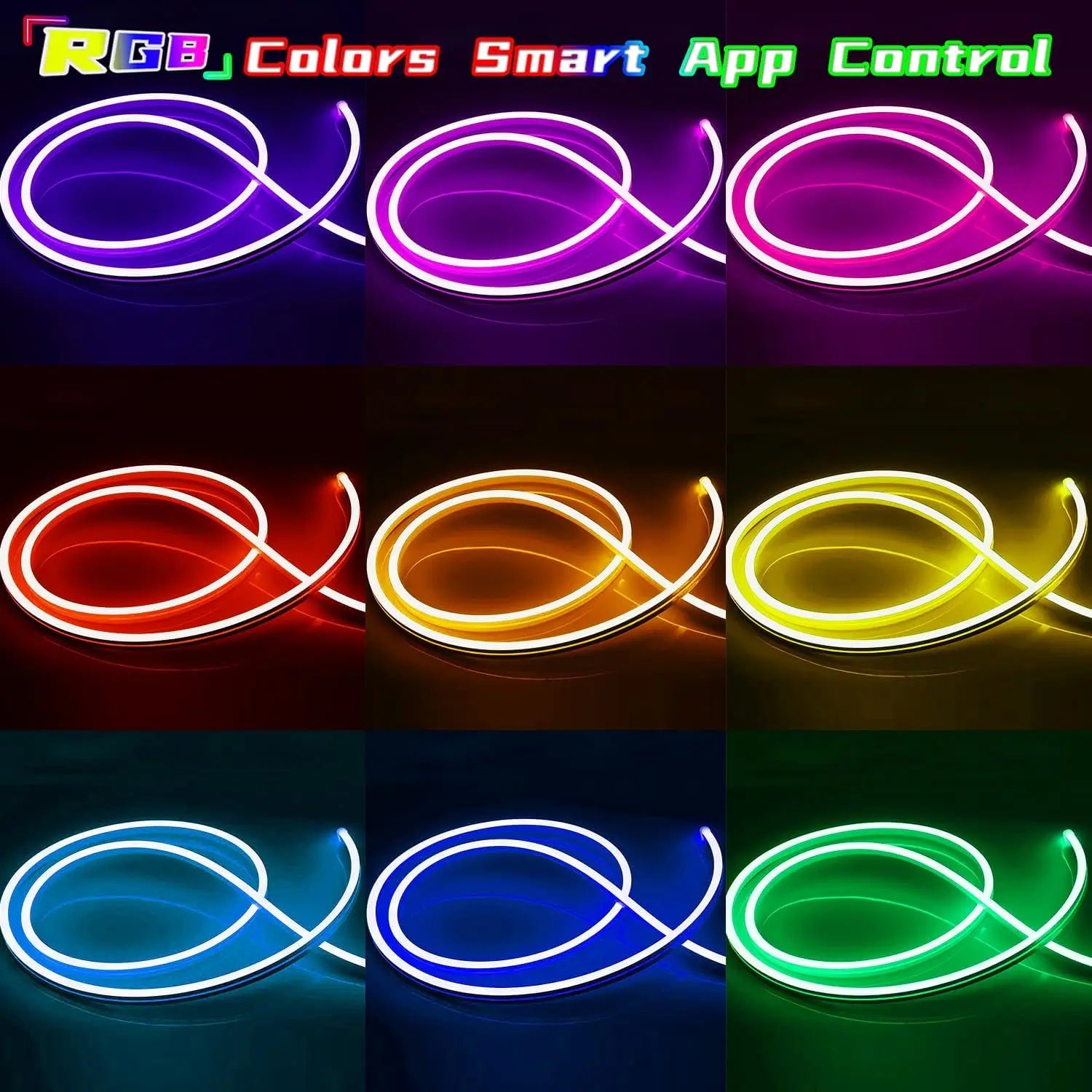 Flexible RGB Neon LED Seillichter – Mit App & Fernbedienung, Mehrfarbige IP65 Außenbeleuchtung, Deko-Licht für Haus, Garten & Zimmer