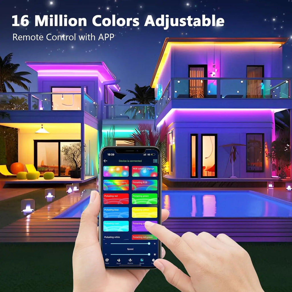 Mexllex RGB LED Streifen 15–30 m – Mit App & Fernbedienung, Musik-Synchronisation, Timer & Farbwechsel, Dimmbar für Gaming & Deko