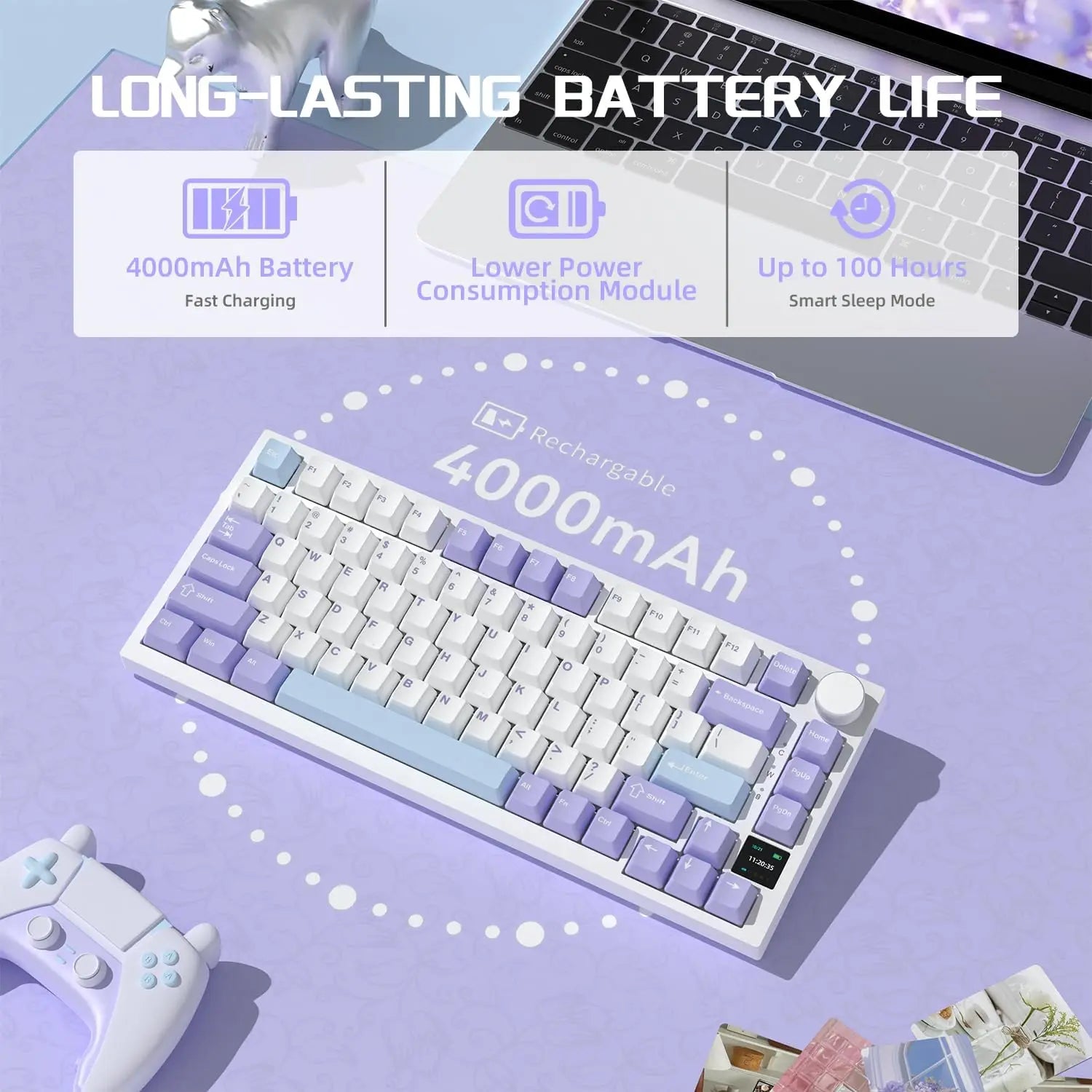AJAZZ AK820PRO Mechanische Tastatur – 75% Layout, Dreifachmodus (2.4G / Bluetooth / Kabel), PBT-Keycaps, Hot-Swap & Gasket-Mount-Design
