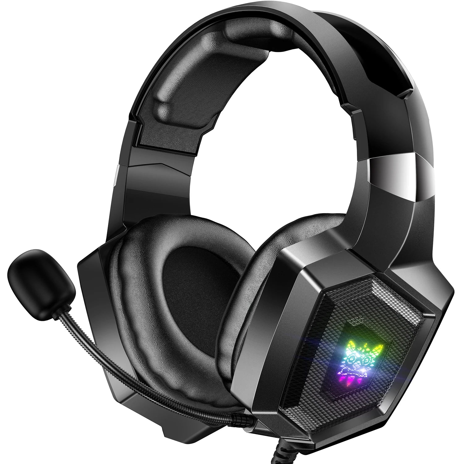 Onikuma K8 RGB Gaming-Headset – Flexibles HD-Mikrofon, Over-Ear, Surround Sound, RGB-Licht, Kabelgebunden für PC & Xbox