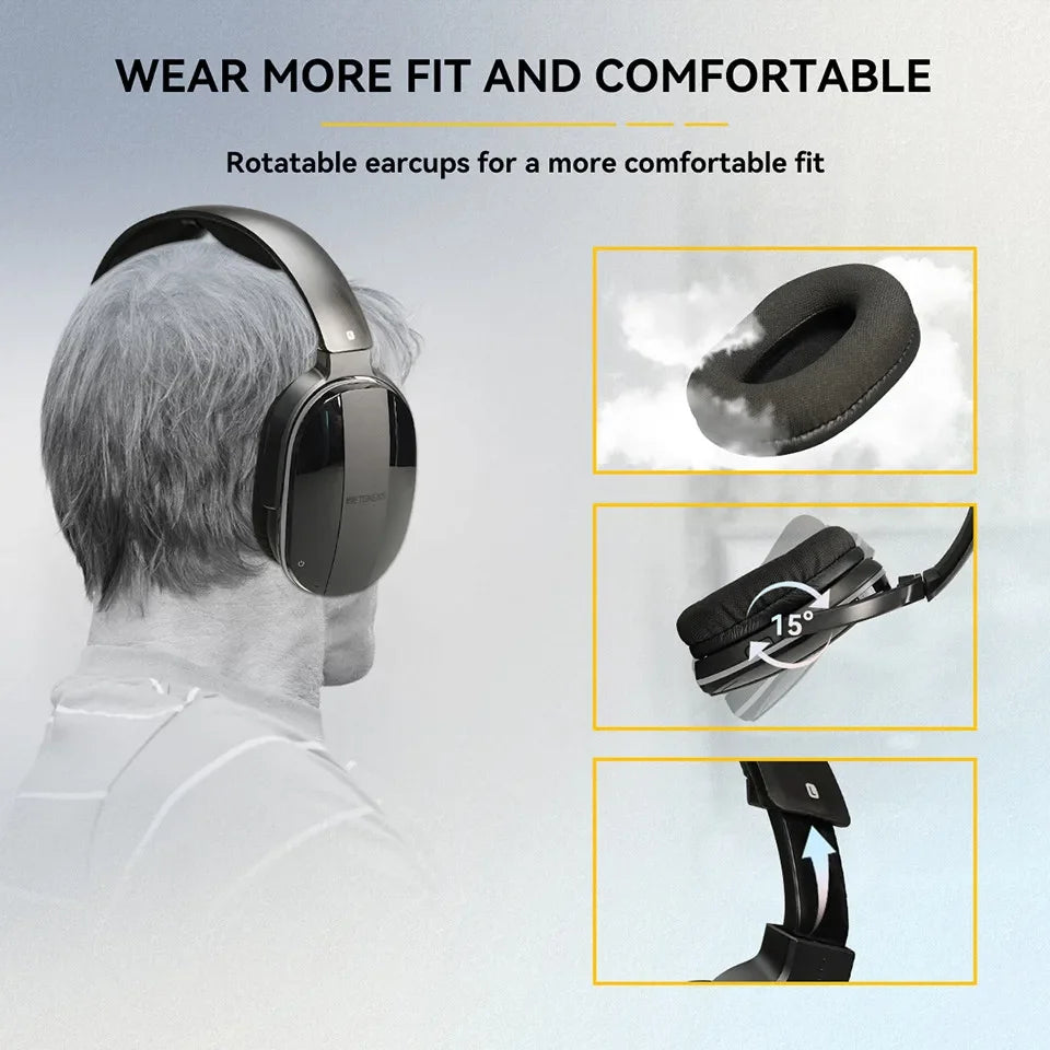 Kabelloser Bluetooth-Kopfhörer mit Multifunktions-Basis – Wiederaufladbares Headset für Handy, Computer & TV mit Energiesparfunktion