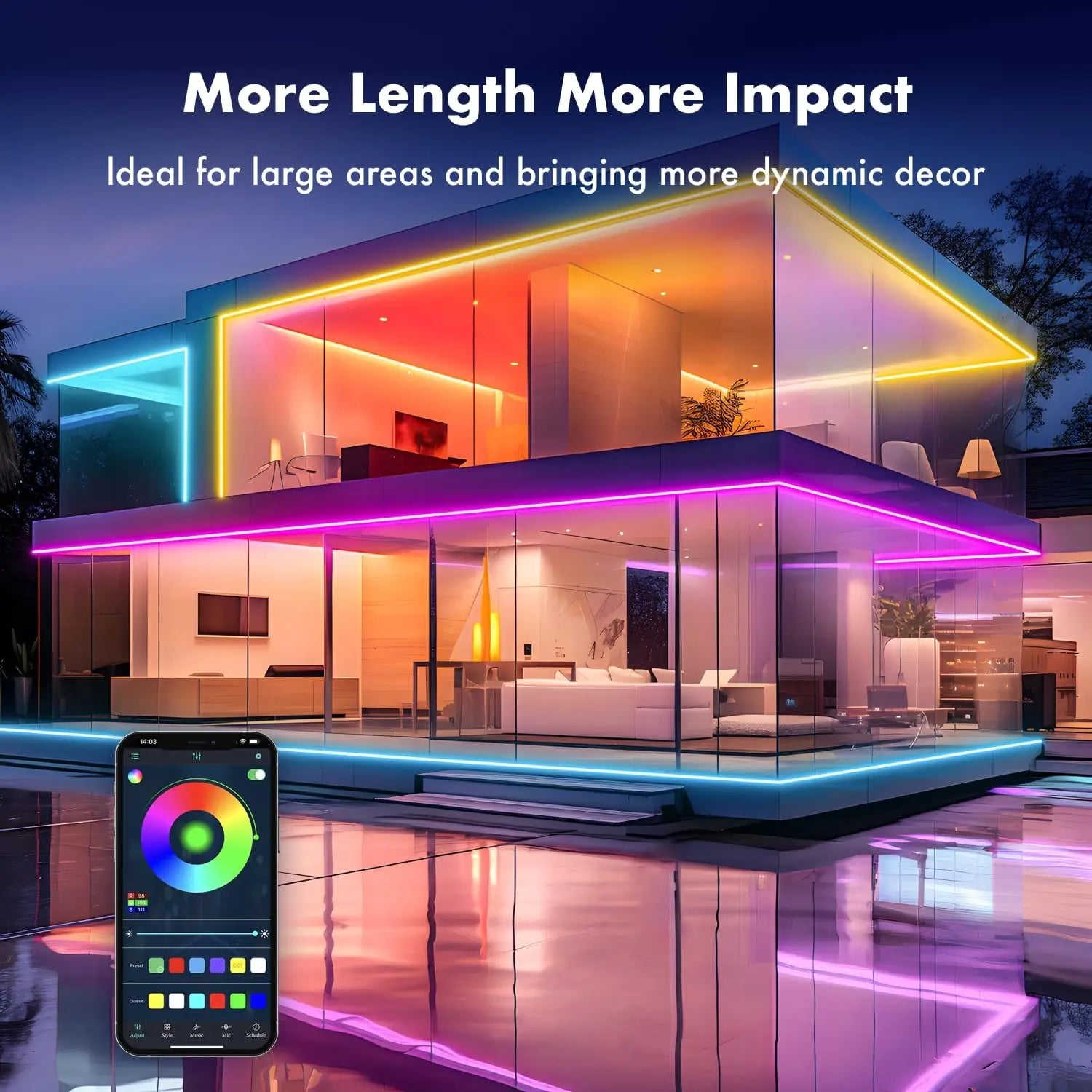 LED Neon Rope Lights with App/Remote Control, 24V Music Sync Waterproof Flexible DIY Design RGB Strip Lights for Bedroom Party