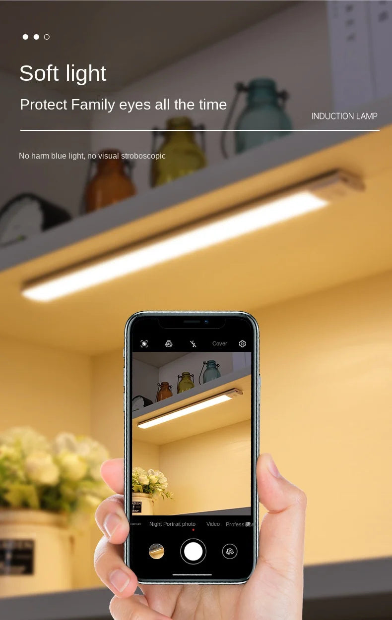 Kabellose LED Nachtlicht mit Bewegungssensor – USB Wiederaufladbare Schranklampe, Unterbau-Licht für Küche, Schlafzimmer & Flur