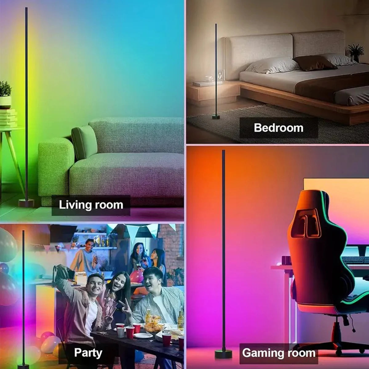 EISSLOLY 2er Set Intelligente RGB Stehlampen – App-Steuerung, Musik-Synchronisation & Eckbeleuchtung, Smart LED Stimmungslicht für Wohnzimmer & Gaming