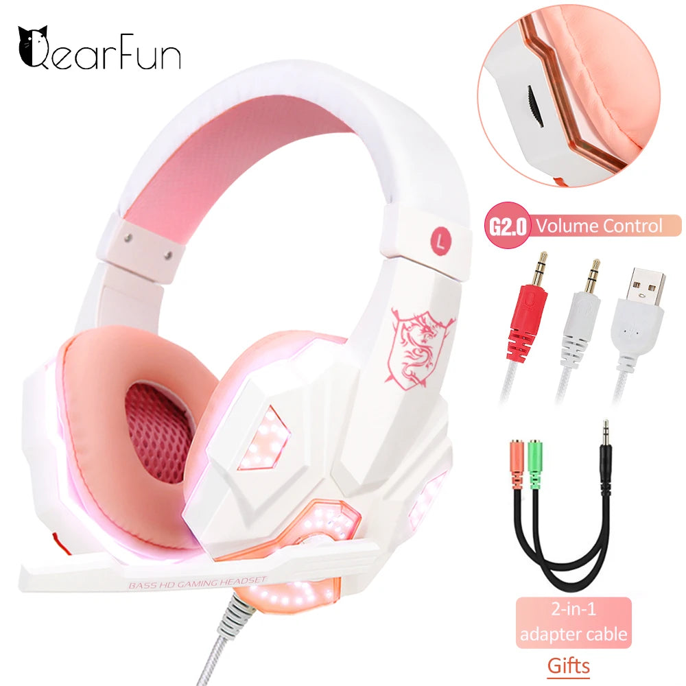 Professionelles LED Gaming-Headset – Mit Mikrofon, Bass Stereo Sound & RGB-Licht, Kabelgebunden für PC, PS4, PS5 & Xbox