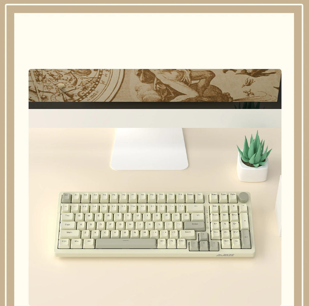 Ajazz AK992 Mechanische Tastatur – 98 Tasten, Hot-Swap, USB-Kabel & Multifunktions-Drehknopf, Vollformat Gaming Keyboard