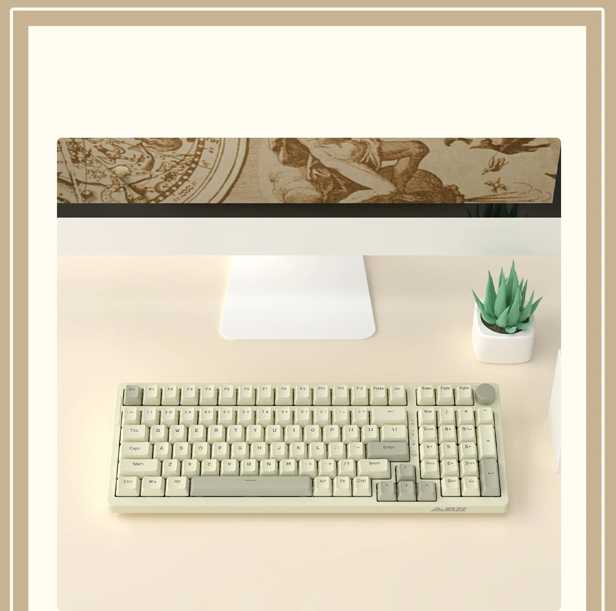 Ajazz AK992 Mechanische Tastatur – 98 Tasten, Hot-Swap, USB-Kabel & Multifunktions-Drehknopf, Vollformat Gaming Keyboard