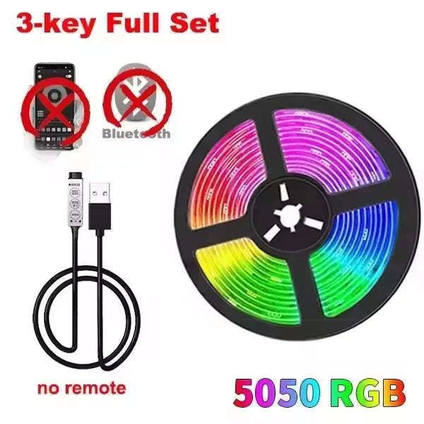 USB RGB LED Streifenlicht – Selbstklebendes LED-Band 1–20 m, Farbwechsel Lichtkette für TV, Kinderzimmer & Wohnraumdekoration