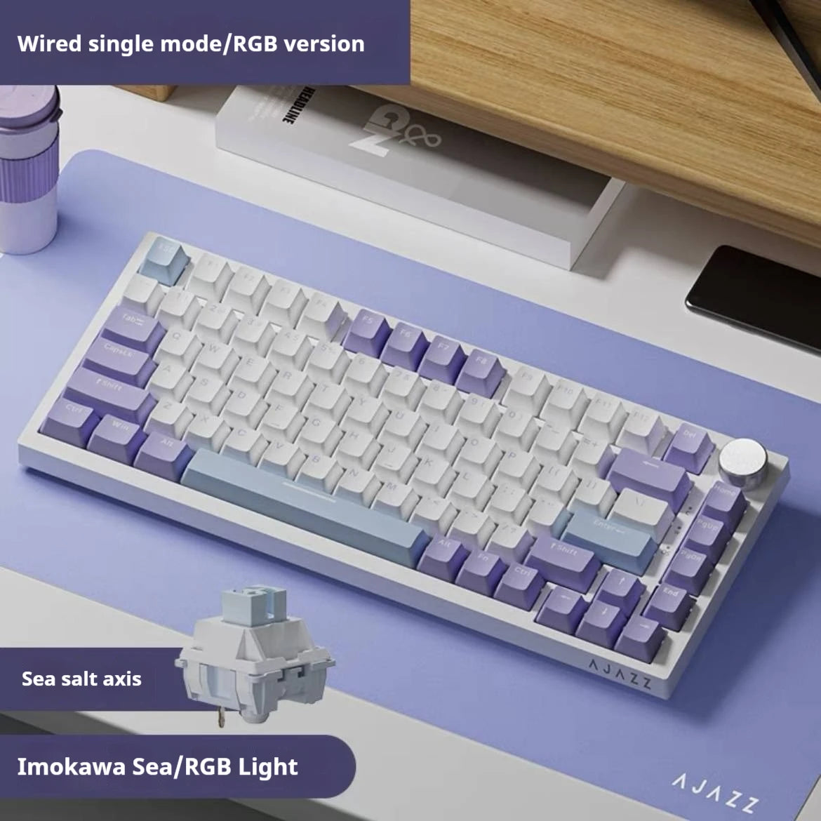 AJAZZ AK820PRO Mechanische Tastatur – 75% Layout, Dreifachmodus (2.4G / Bluetooth / Kabel), PBT-Keycaps, Hot-Swap & Gasket-Mount-Design