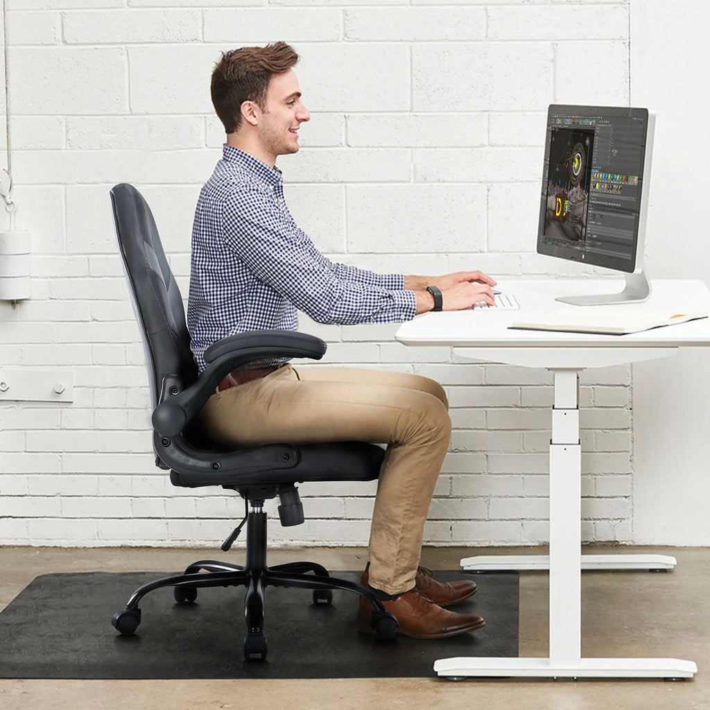 JHK Ergonomischer Gaming- & Bürostuhl – Verstellbarer PU-Ledersessel mit Klappbaren Armlehnen und Racing-Design