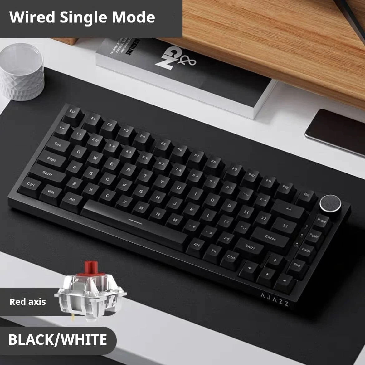 AJAZZ AK820PRO Mechanische Tastatur – 75% Layout, Dreifachmodus (2.4G / Bluetooth / Kabel), PBT-Keycaps, Hot-Swap & Gasket-Mount-Design