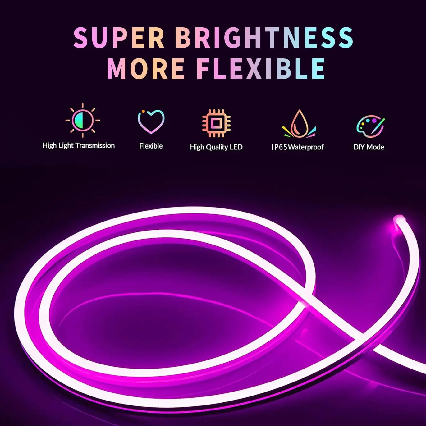 Flexible RGB Neon LED Seillichter – Mit App & Fernbedienung, Mehrfarbige IP65 Außenbeleuchtung, Deko-Licht für Haus, Garten & Zimmer
