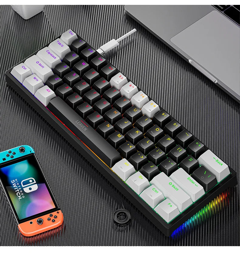 K620 Mini Mechanische Gaming-Tastatur – 60 % Layout, 61 Tasten, RGB, Hot-Swap & PBT-Keycaps, USB-C Kabelanschluss