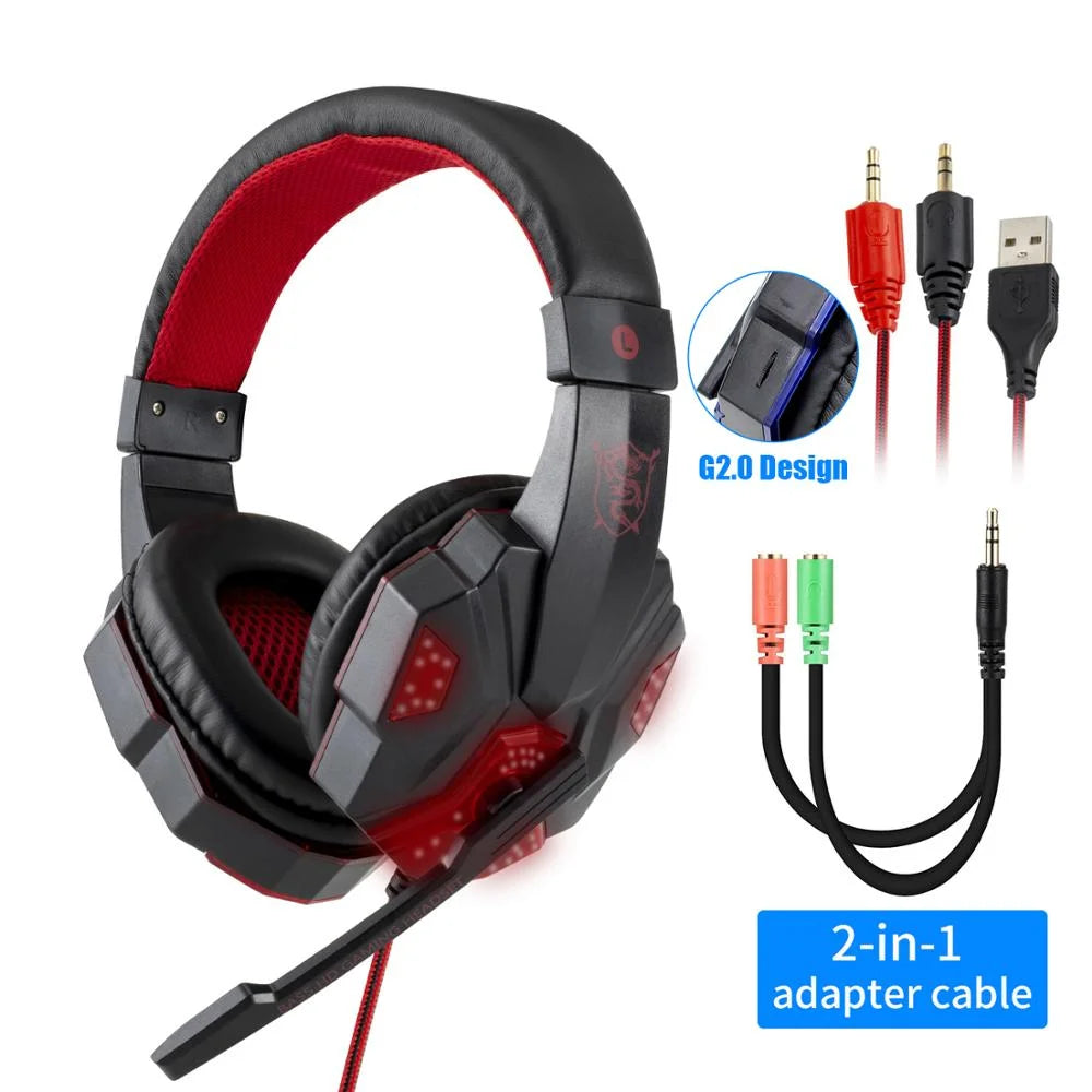 Professionelles LED Gaming-Headset – Mit Mikrofon, Bass Stereo Sound & RGB-Licht, Kabelgebunden für PC, PS4, PS5 & Xbox