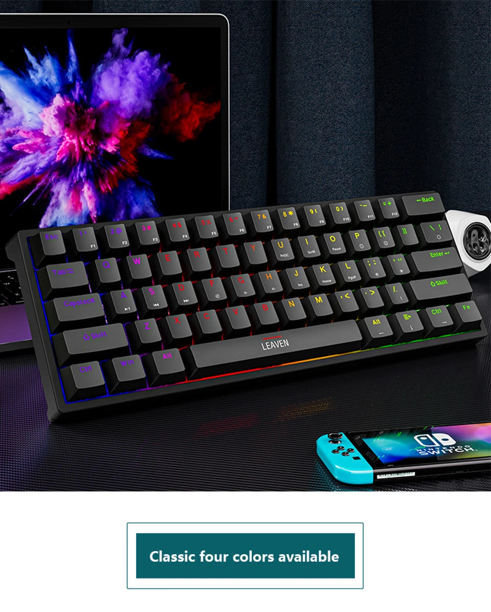 K620 Mini Mechanische Gaming-Tastatur – 60 % Layout, 61 Tasten, RGB, Hot-Swap & PBT-Keycaps, USB-C Kabelanschluss