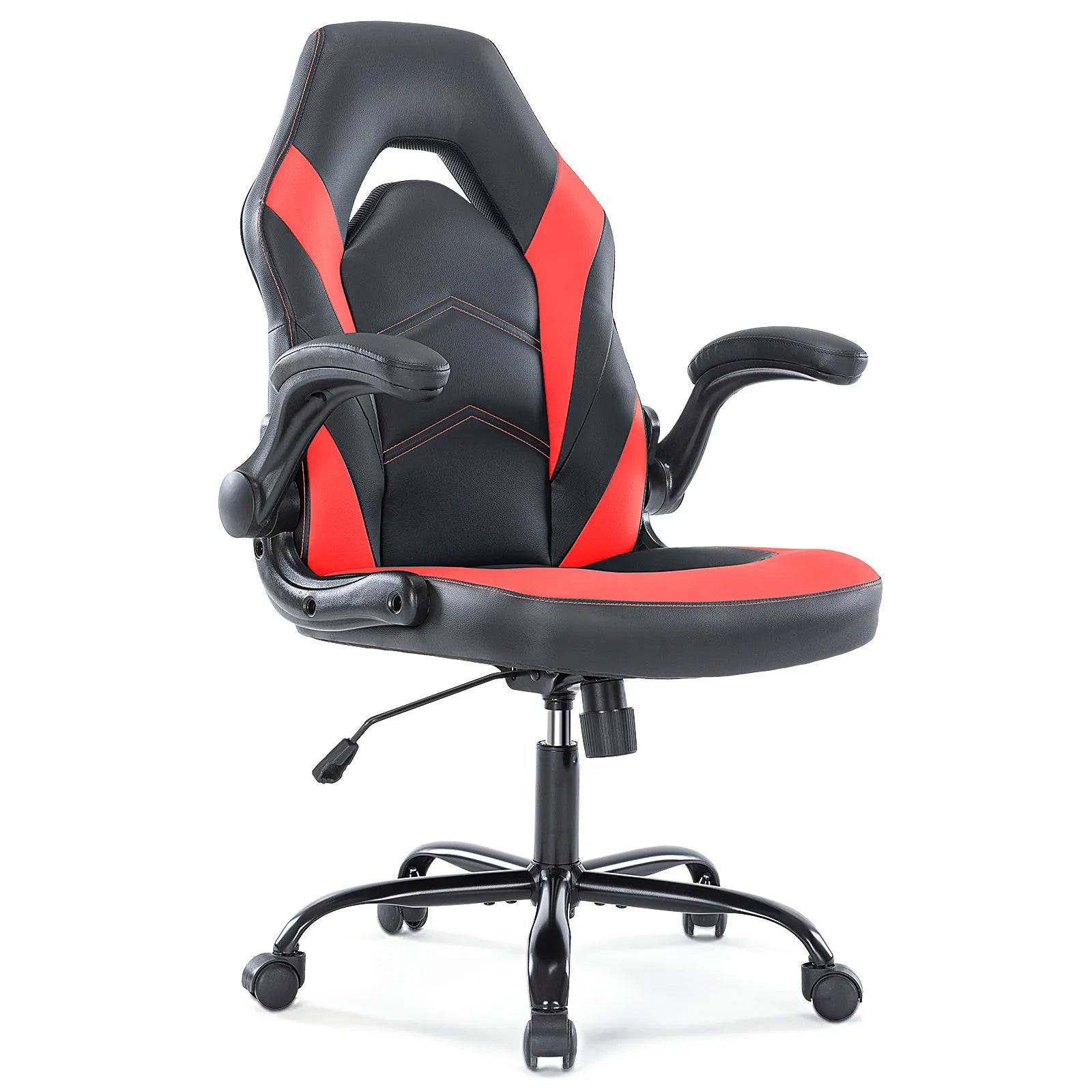 JHK Ergonomischer Gaming- & Bürostuhl – Verstellbarer PU-Ledersessel mit Klappbaren Armlehnen und Racing-Design