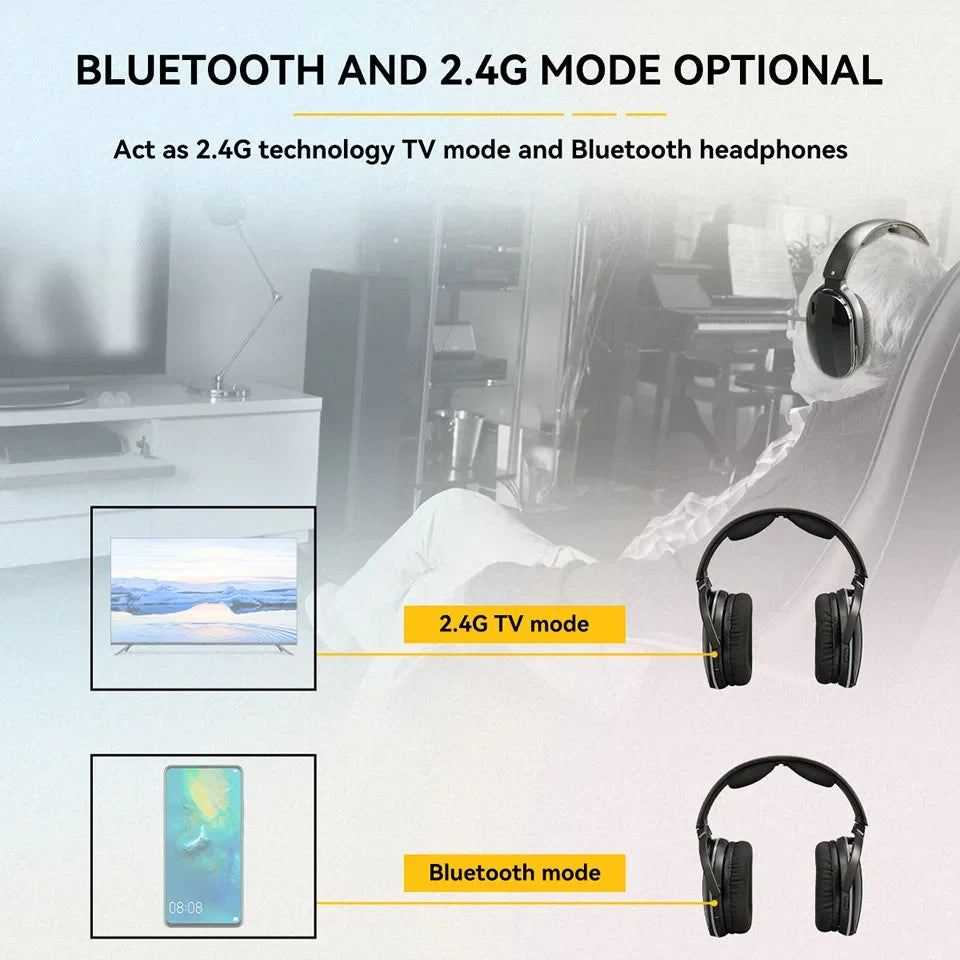 Kabelloser Bluetooth-Kopfhörer mit Multifunktions-Basis – Wiederaufladbares Headset für Handy, Computer & TV mit Energiesparfunktion