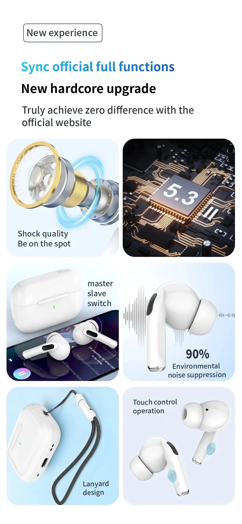 Air Pro 5 TWS Kabellose Bluetooth In-Ear-Kopfhörer – Geräuschreduzierendes Sport-Headset für iPhone, Xiaomi & Android