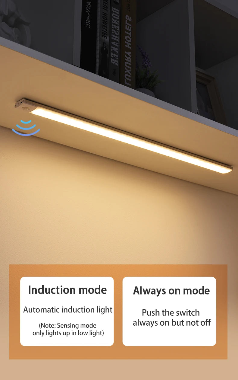 Kabellose LED Nachtlicht mit Bewegungssensor – USB Wiederaufladbare Schranklampe, Unterbau-Licht für Küche, Schlafzimmer & Flur