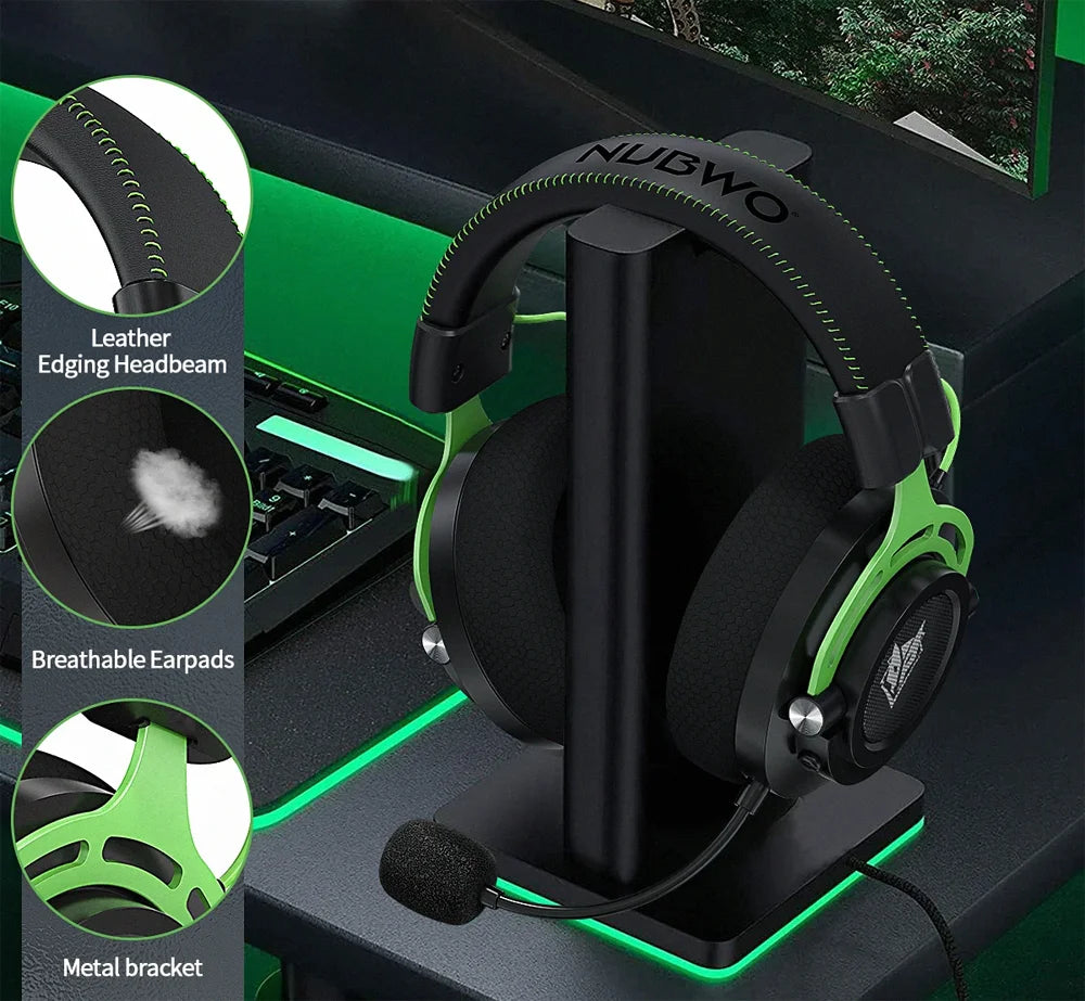NUBWO G03 Kabelloses Gaming-Headset – 2.4GHz & Bluetooth Dual-Modus, Stereo-Sound, Geräuschunterdrückendes Mikrofon & USB-Dongle