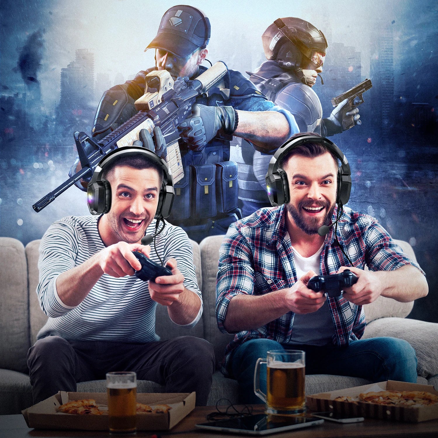 Onikuma K8 RGB Gaming-Headset – Flexibles HD-Mikrofon, Over-Ear, Surround Sound, RGB-Licht, Kabelgebunden für PC & Xbox