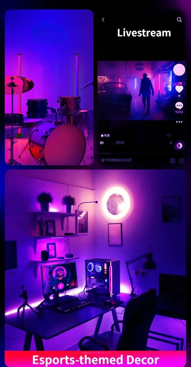 EISSLOLY 2er Set Intelligente RGB Stehlampen – App-Steuerung, Musik-Synchronisation & Eckbeleuchtung, Smart LED Stimmungslicht für Wohnzimmer & Gaming