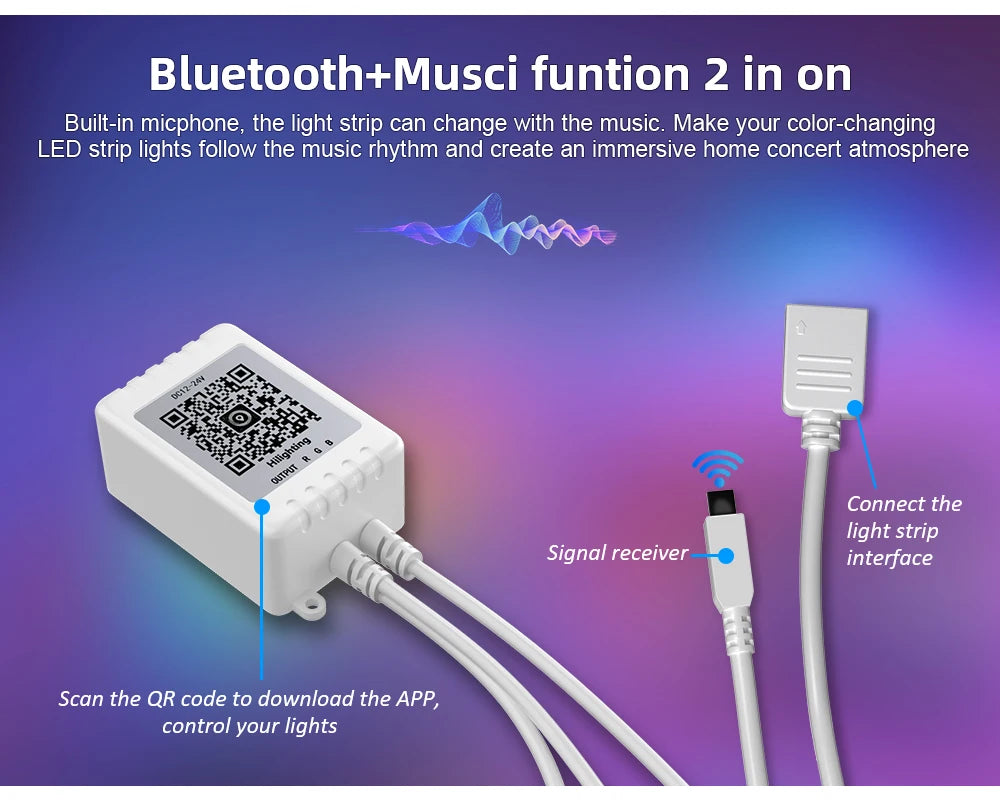 Mexllex RGB LED Streifen 15–30 m – Mit App & Fernbedienung, Musik-Synchronisation, Timer & Farbwechsel, Dimmbar für Gaming & Deko
