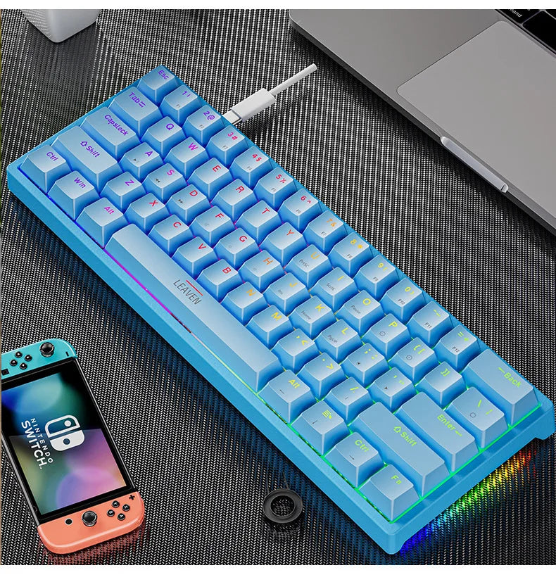 K620 Mini Mechanische Gaming-Tastatur – 60 % Layout, 61 Tasten, RGB, Hot-Swap & PBT-Keycaps, USB-C Kabelanschluss