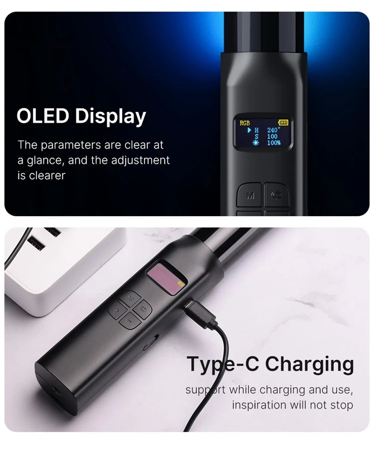 Ulanzi VL119 Colorful Led Stick Light Lamp Handheld RGB Tube Light Wand For Studio Game Room Video Movie Vlog Tiktok Photography