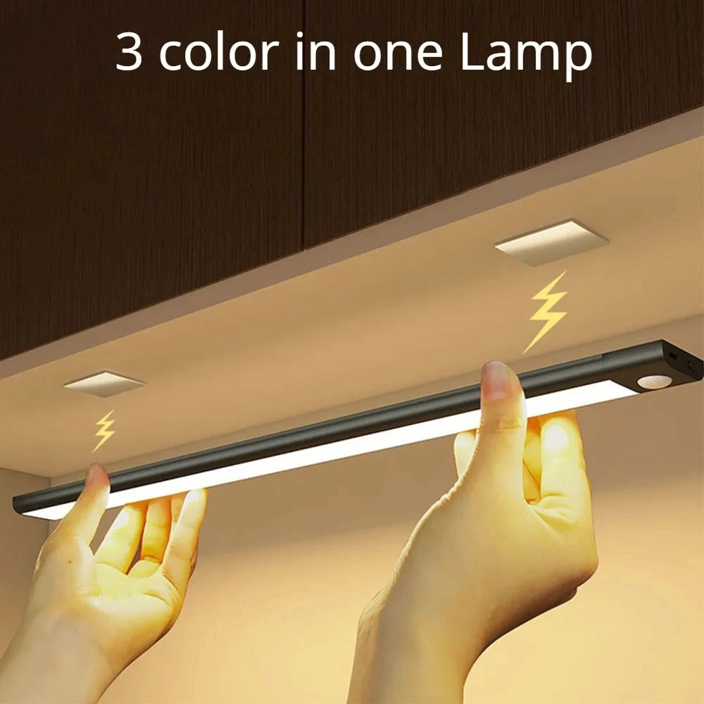 Kabellose LED Nachtlicht mit Bewegungssensor – USB Wiederaufladbare Schranklampe, Unterbau-Licht für Küche, Schlafzimmer & Flur