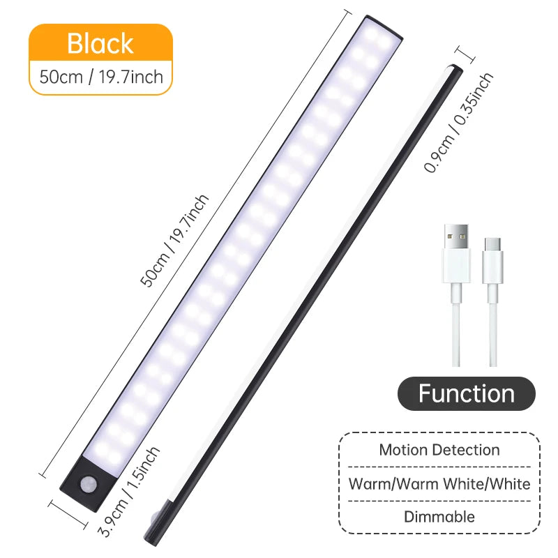 Kabellose LED Nachtlicht mit Bewegungssensor – USB Wiederaufladbare Schranklampe, Unterbau-Licht für Küche, Schlafzimmer & Flur