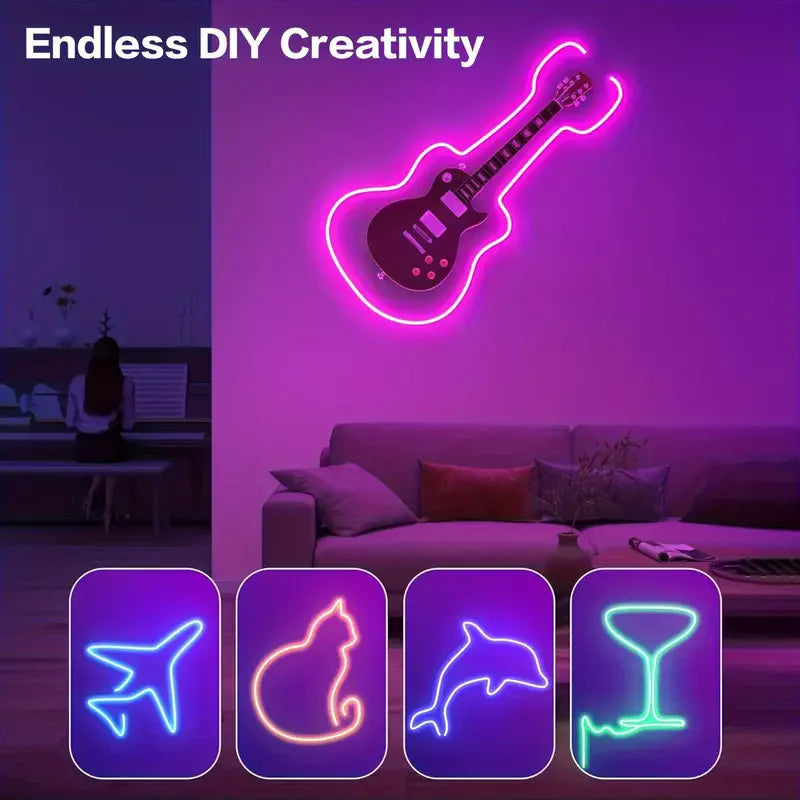 Smart RGB Neon LED Streifen – Wasserdichtes USB Lichtband 1–5 m, Tuya App & Fernbedienung, Flexibles DIY Design für Neon Dekoration & Beleuchtung
