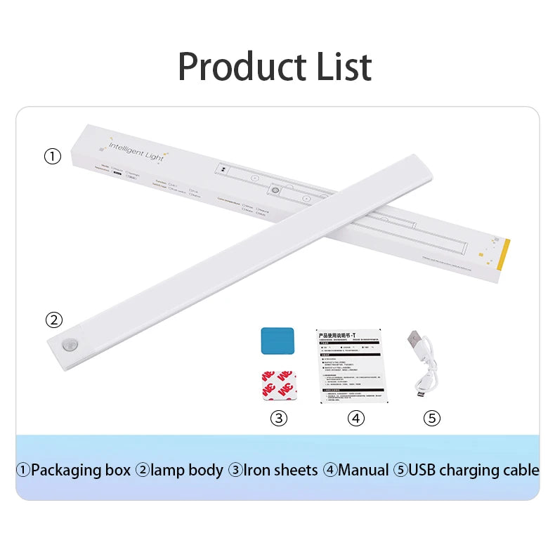 Kabellose LED Nachtlicht mit Bewegungssensor – USB Wiederaufladbare Schranklampe, Unterbau-Licht für Küche, Schlafzimmer & Flur