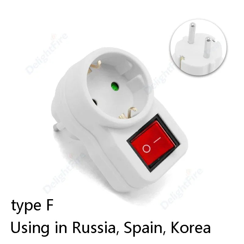 EU-Steckeradapter mit EIN/AUS-Schalter – 2-poliger 4,8 mm Stromadapter, Europäische Standard-Steckdose, Leistungsstarker Steckdosenkonverter