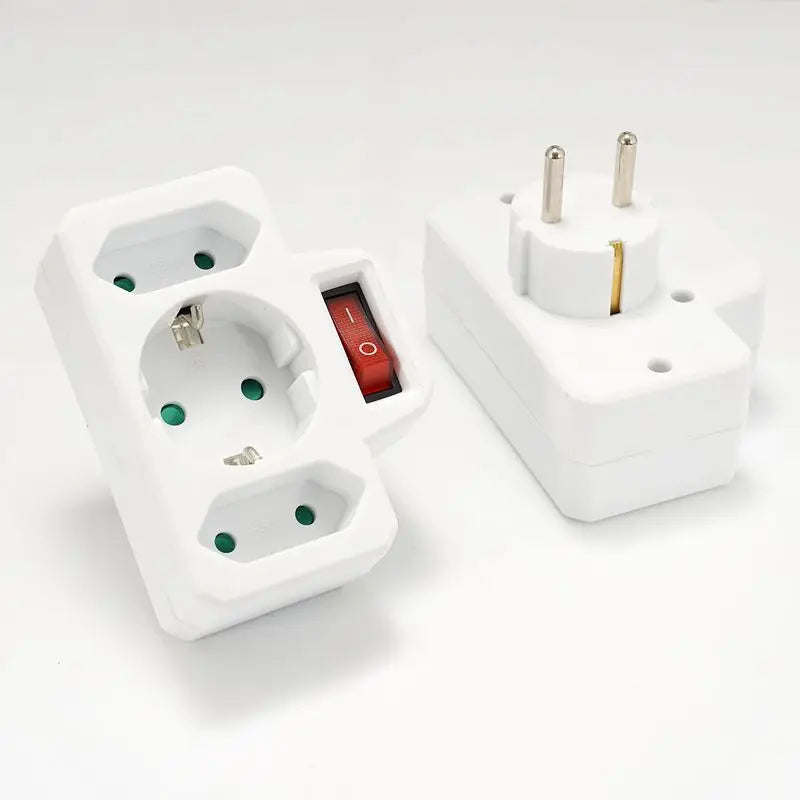 EU-Steckeradapter mit EIN/AUS-Schalter – 2-poliger 4,8 mm Stromadapter, Europäische Standard-Steckdose, Leistungsstarker Steckdosenkonverter
