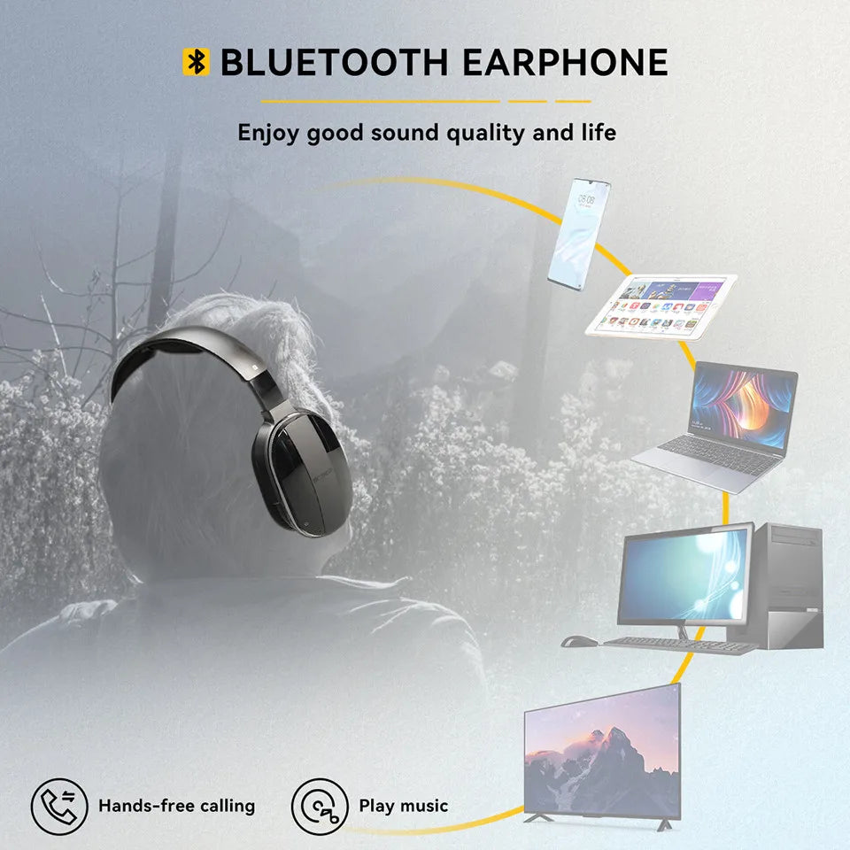 Kabelloser Bluetooth-Kopfhörer mit Multifunktions-Basis – Wiederaufladbares Headset für Handy, Computer & TV mit Energiesparfunktion