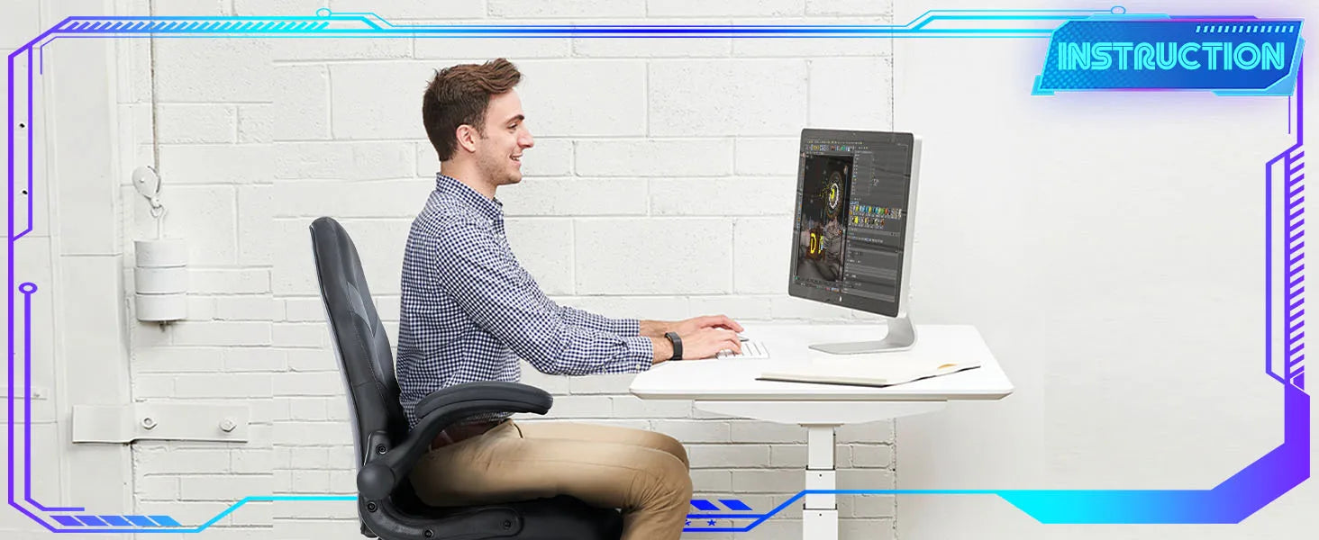 JHK Ergonomischer Gaming- & Bürostuhl – Verstellbarer PU-Ledersessel mit Klappbaren Armlehnen und Racing-Design