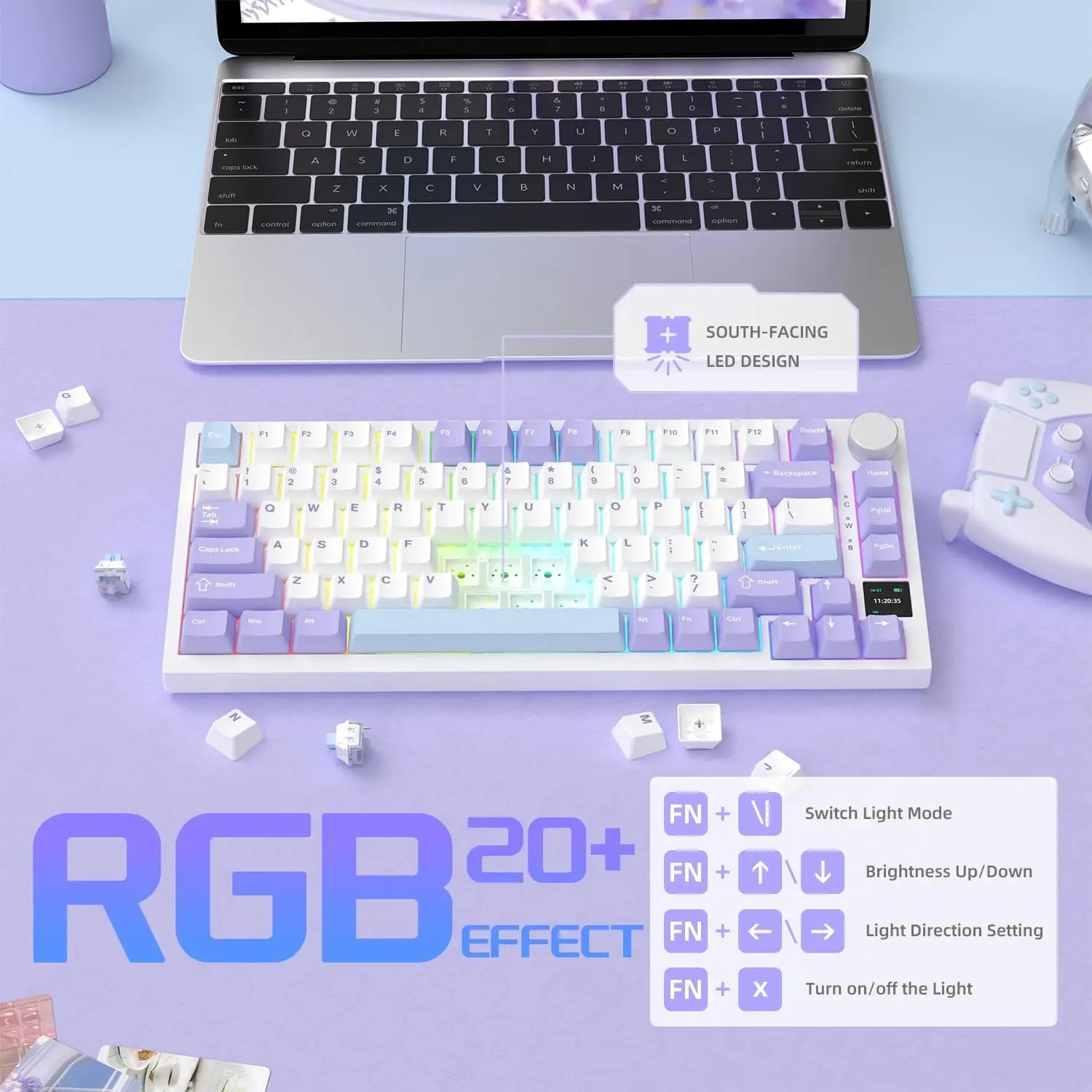 AJAZZ AK820PRO Mechanische Tastatur – 75% Layout, Dreifachmodus (2.4G / Bluetooth / Kabel), PBT-Keycaps, Hot-Swap & Gasket-Mount-Design
