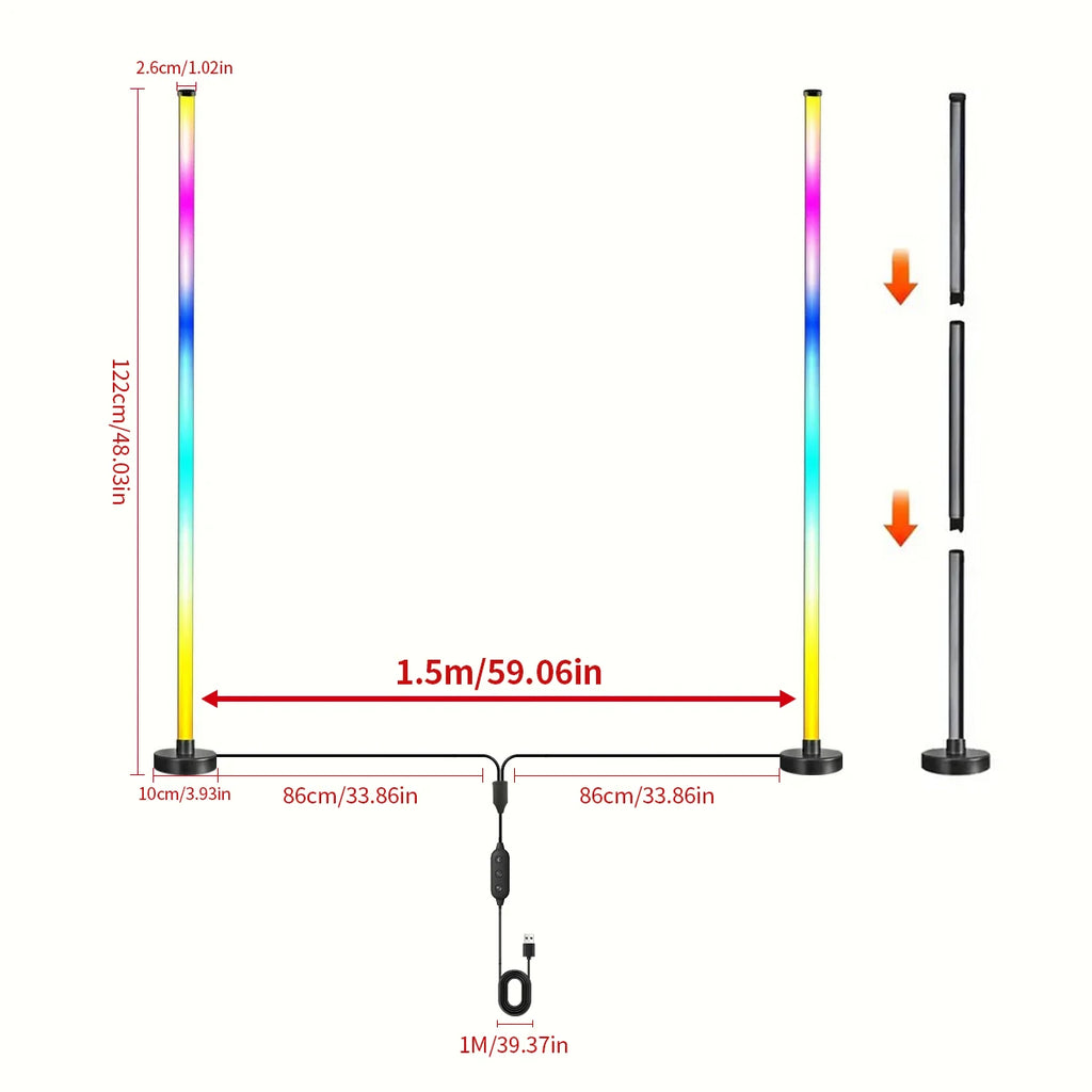EISSLOLY 2er Set Intelligente RGB Stehlampen – App-Steuerung, Musik-Synchronisation & Eckbeleuchtung, Smart LED Stimmungslicht für Wohnzimmer & Gaming