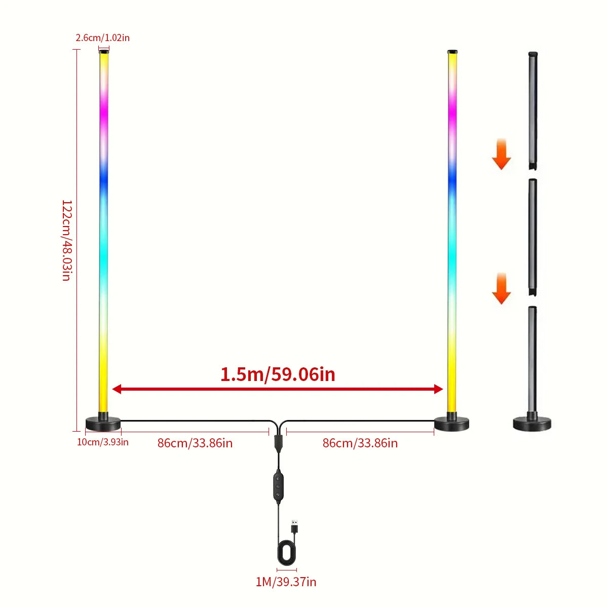 EISSLOLY 2er Set Intelligente RGB Stehlampen – App-Steuerung, Musik-Synchronisation & Eckbeleuchtung, Smart LED Stimmungslicht für Wohnzimmer & Gaming