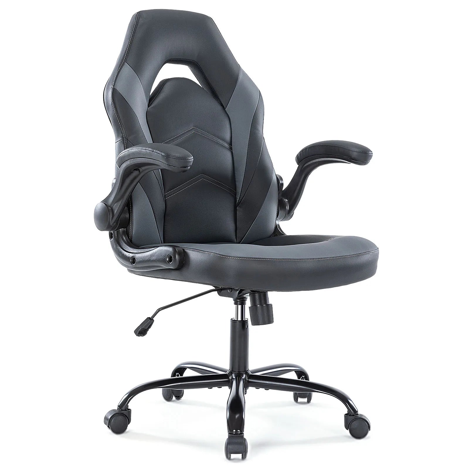 JHK Ergonomischer Gaming- & Bürostuhl – Verstellbarer PU-Ledersessel mit Klappbaren Armlehnen und Racing-Design