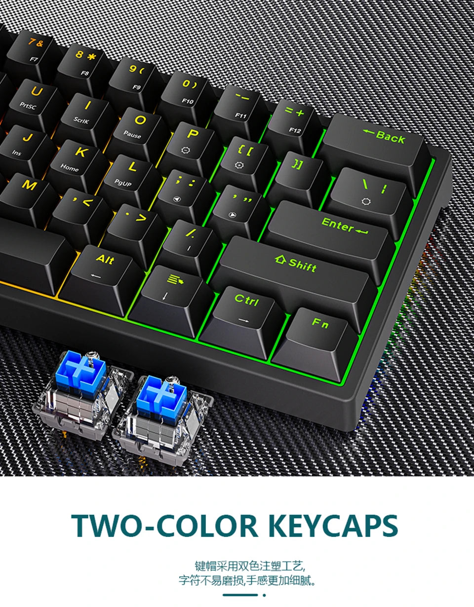K620 Mini Mechanische Gaming-Tastatur – 60 % Layout, 61 Tasten, RGB, Hot-Swap & PBT-Keycaps, USB-C Kabelanschluss