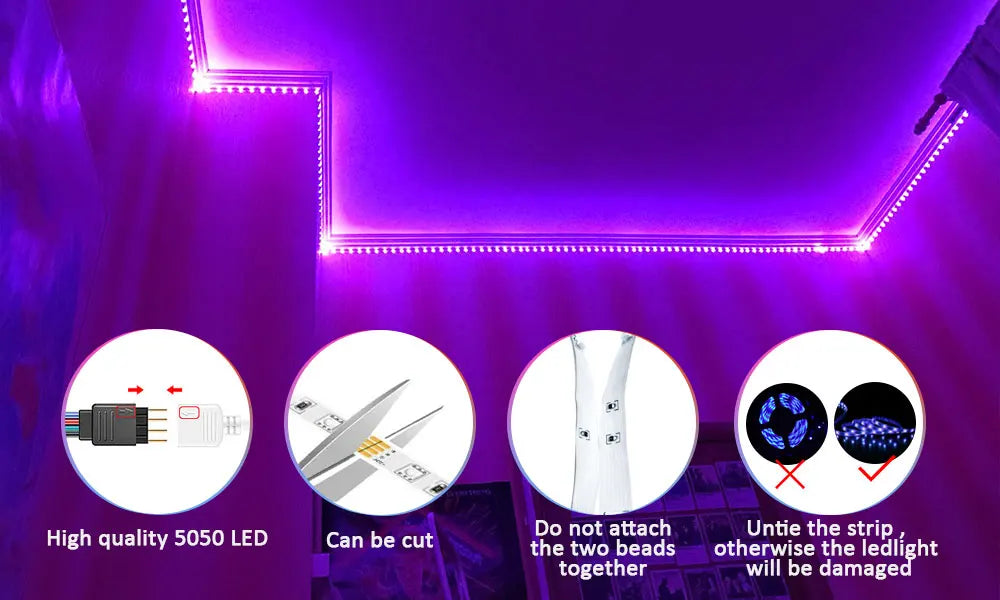 Mexllex RGB LED Streifen 15–30 m – Mit App & Fernbedienung, Musik-Synchronisation, Timer & Farbwechsel, Dimmbar für Gaming & Deko